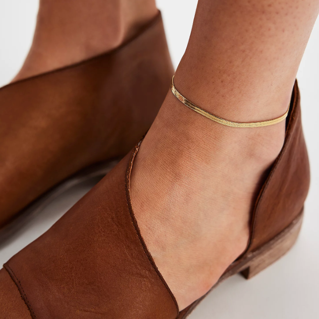 Brenda Grands Jewelry Waterproof Gold Herringbone Anklet