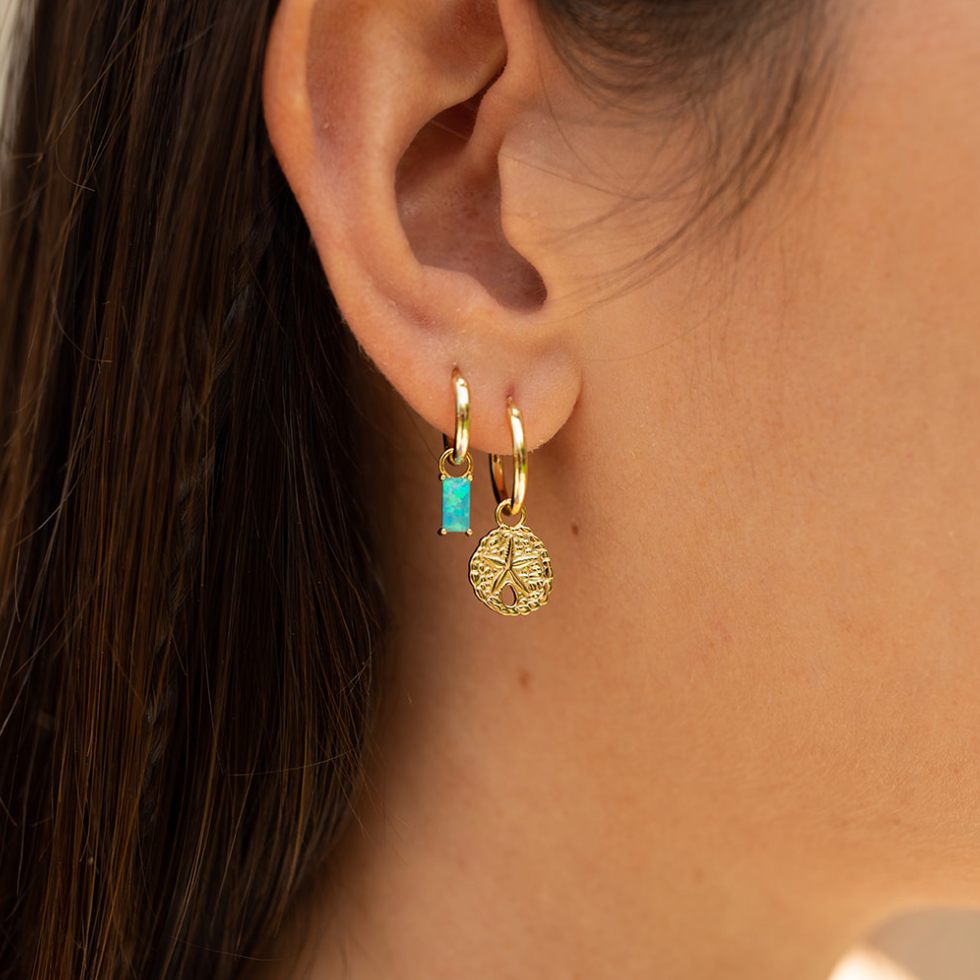 The Salty Gem Sand Dollar Hoops