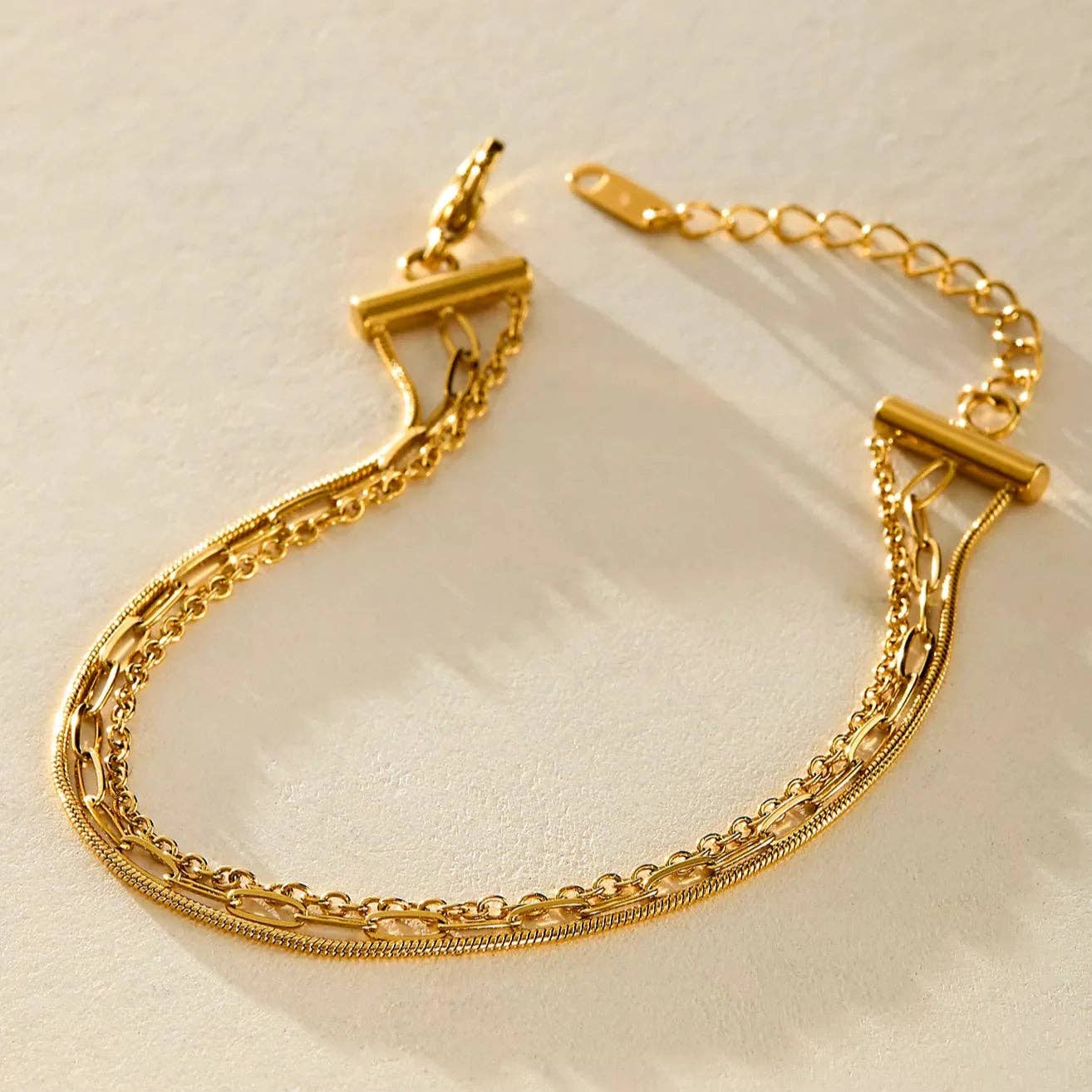 Brenda Grands Jewelry Waterproof Gold Dainty Triple Layered Anklet