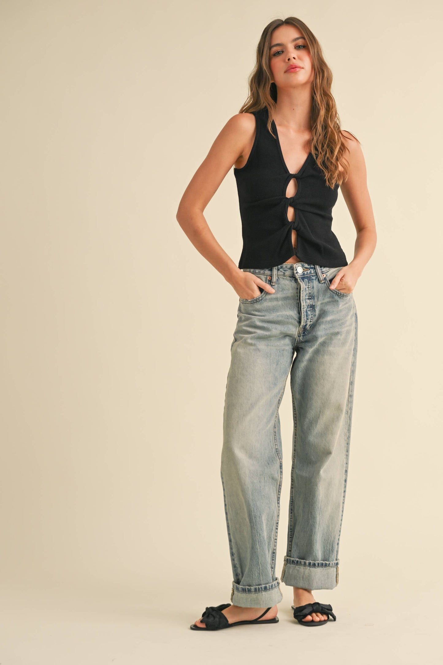 MIOU MUSE Twisted Open Front Top