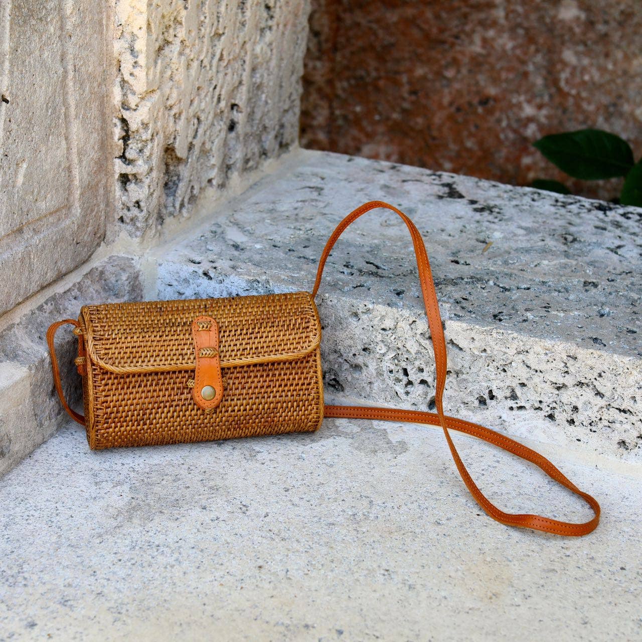 Ganapati  Bali Rattan Crossbody Bag - Small Mailer Bag