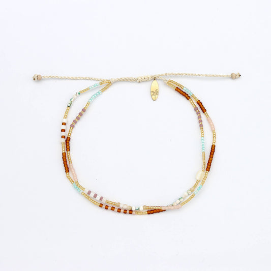 Pineapple Island Golden Hour Colourful Beaded Anklet Collection - Warm Gold