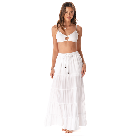 Lotus and Luna Shipwrecked Maxi Skirt with Bead - White