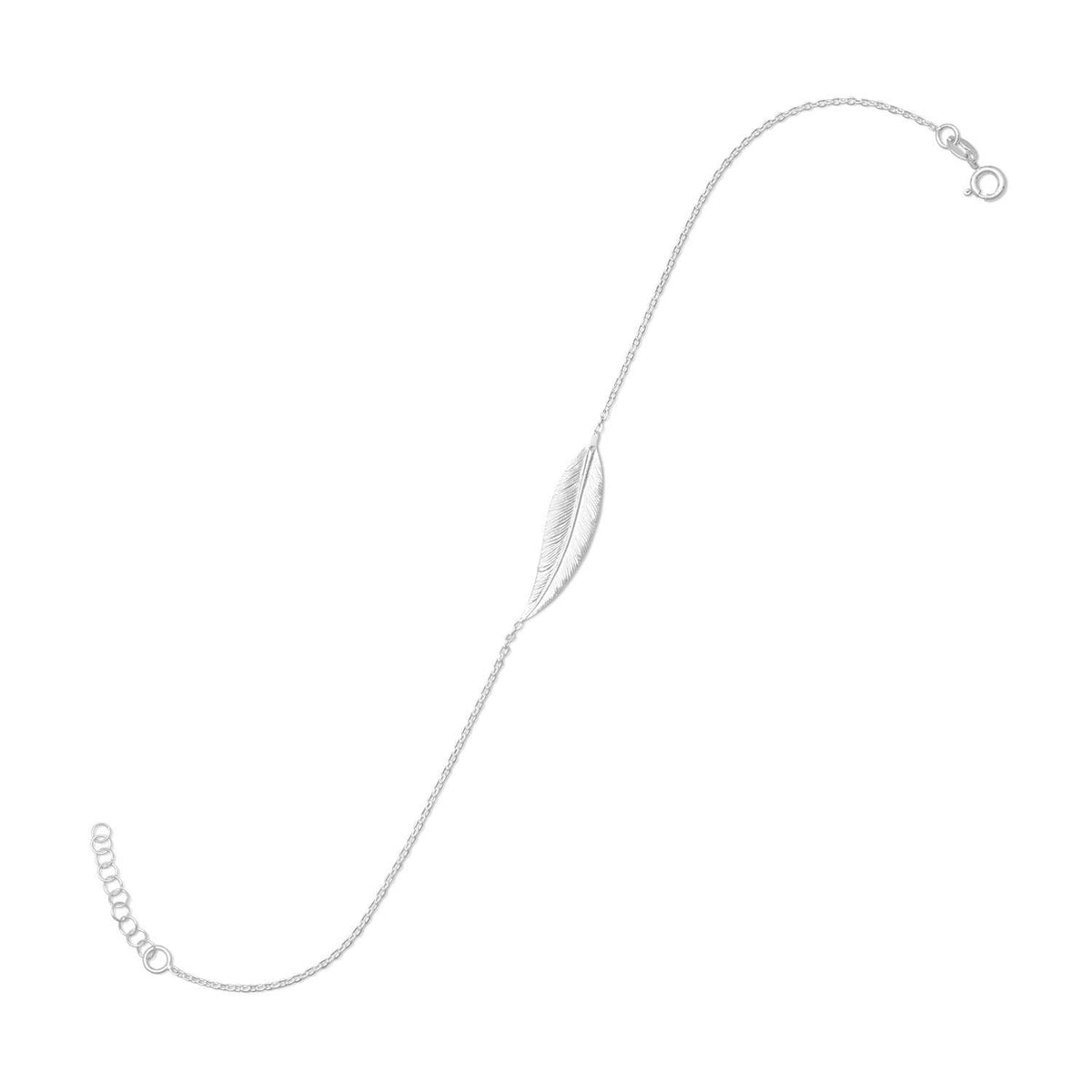 Silver Stars Sideways Feather Anklet