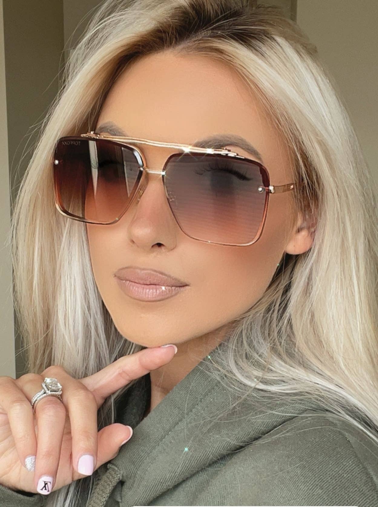 Topfoxx Small Bella Tangle Free Aviator Sunglasses - Coffee