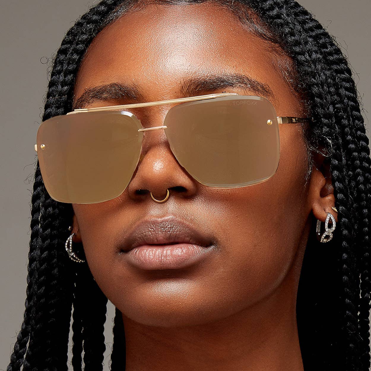 Topfoxx Bella Tangle Free Aviator Sunglasses - Mirrored Bronze