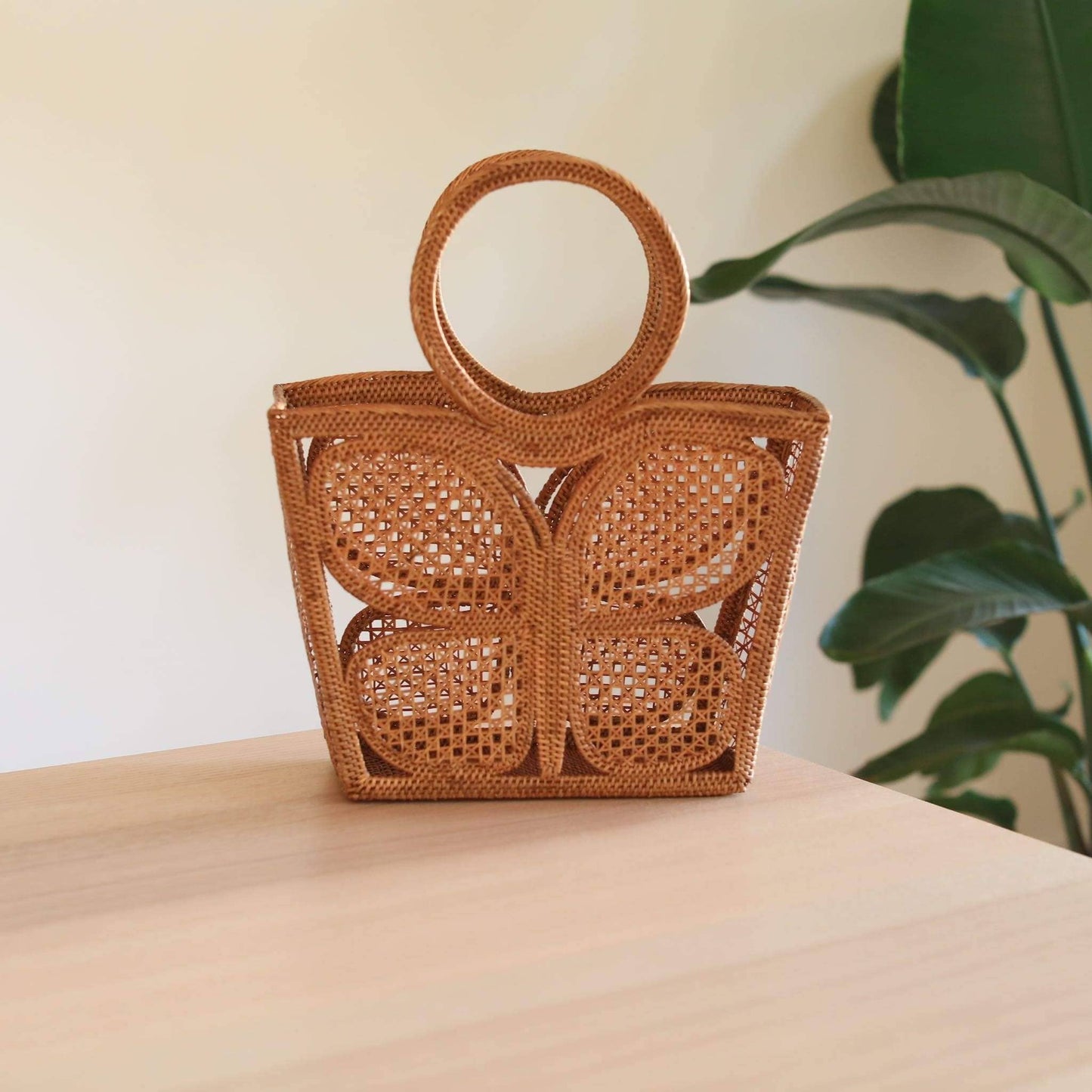Ganapati Bali Rattan Handbag - Butterfly