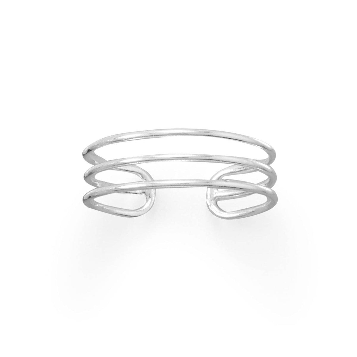 Silver Stars Triple Row Toe Ring