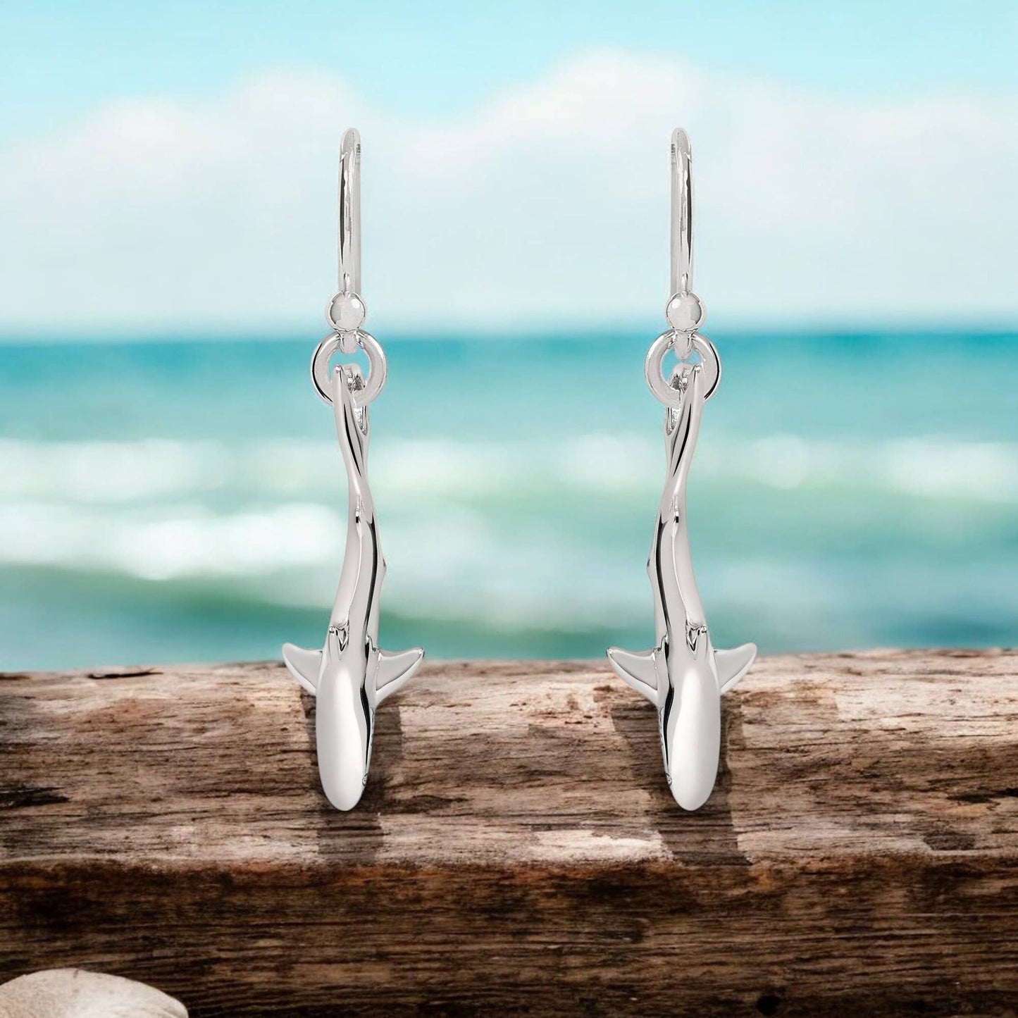 Big Blue Shark Drop Earrings