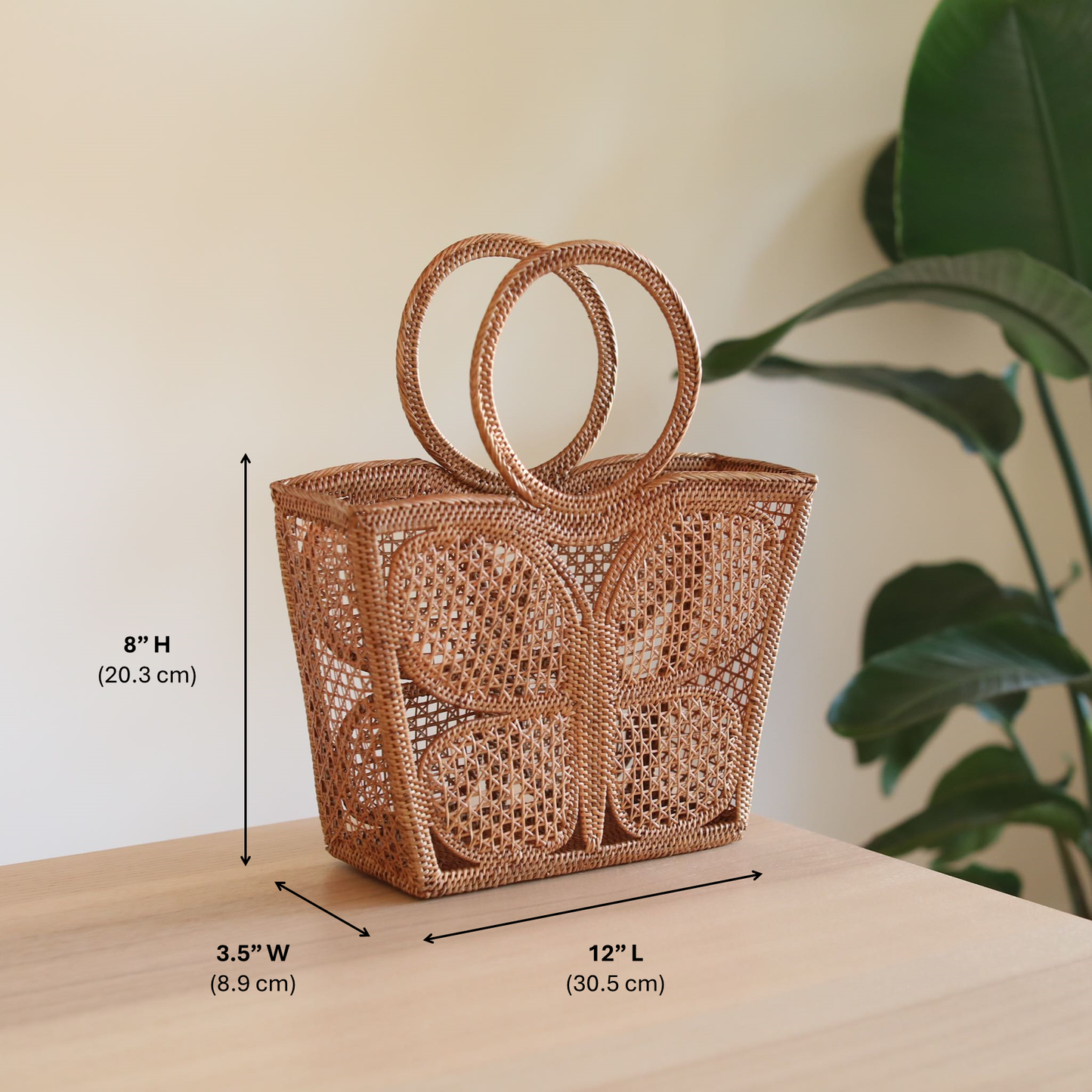 Ganapati Bali Rattan Handbag - Butterfly