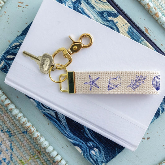 Rustic Marlin Seashell Keychain