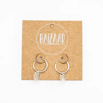 Baizaar Tiny Hoops Monstera Earrings