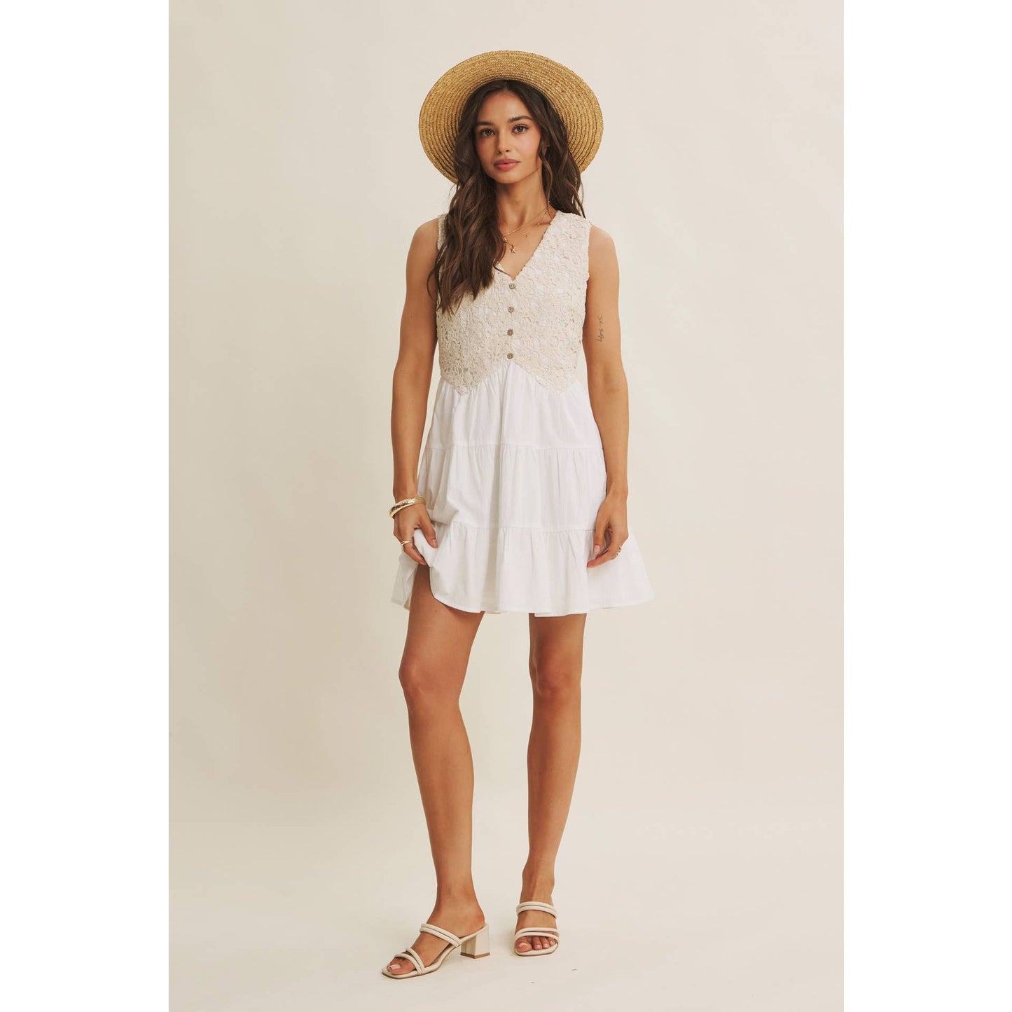 In February - French Picnic Cotton Crochet Dress