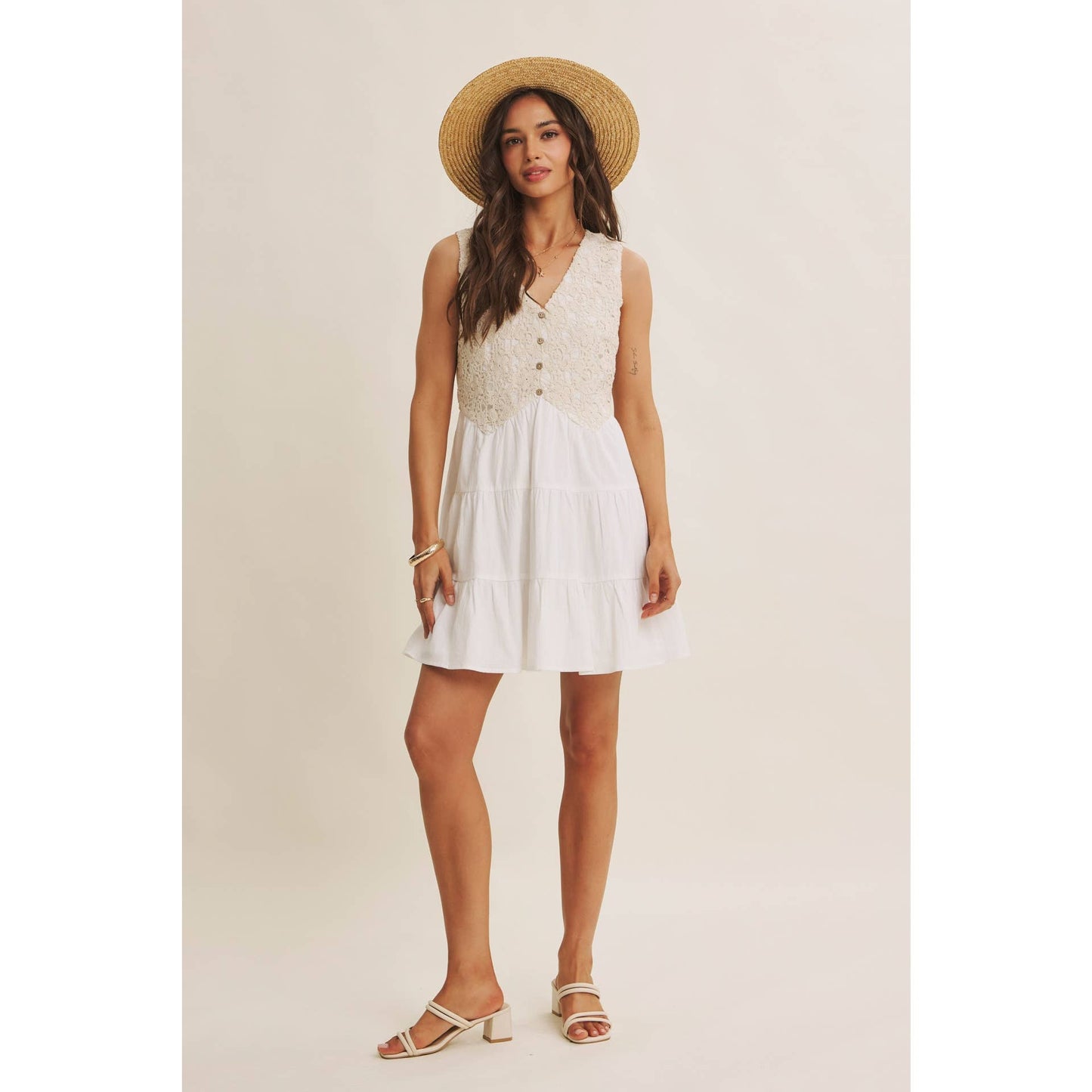 In February - French Picnic Cotton Crochet Dress