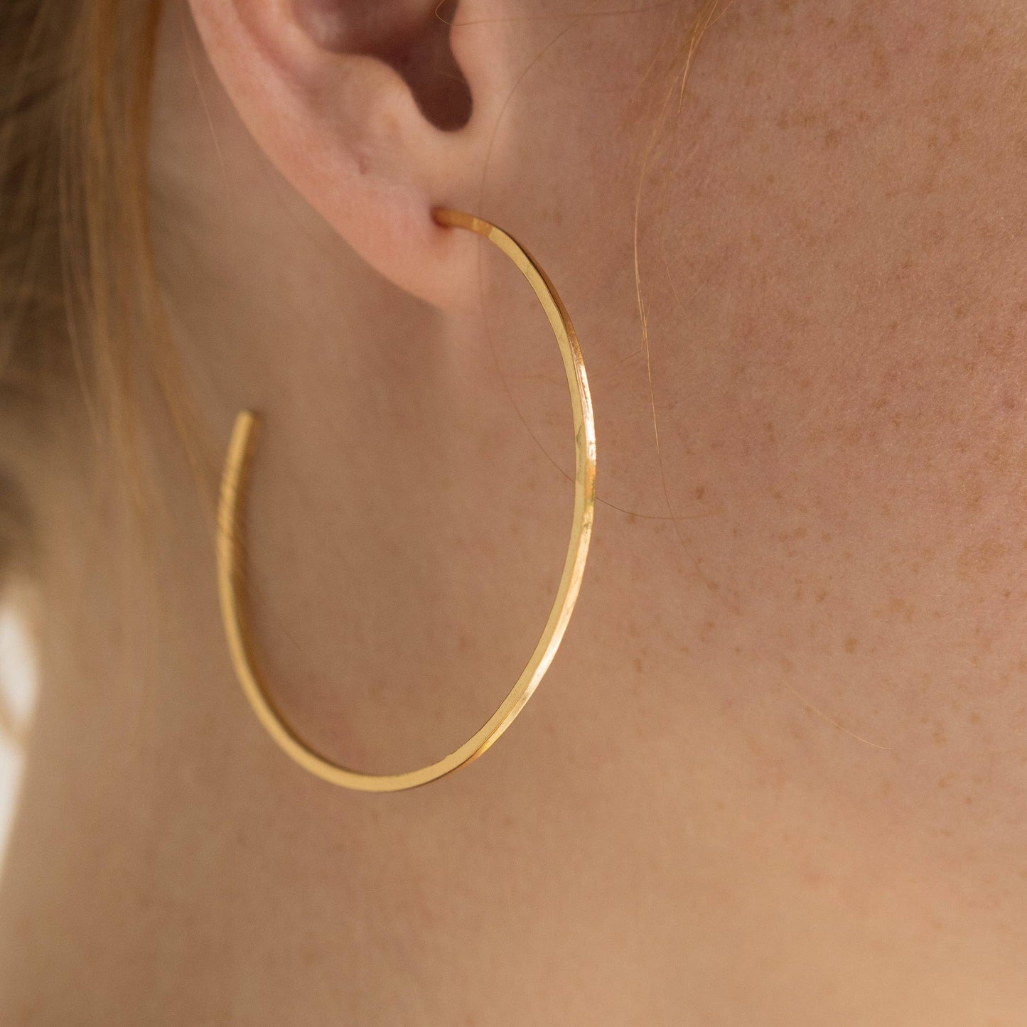 Brenda Grands 24K Gold Thin Hammered Hoops