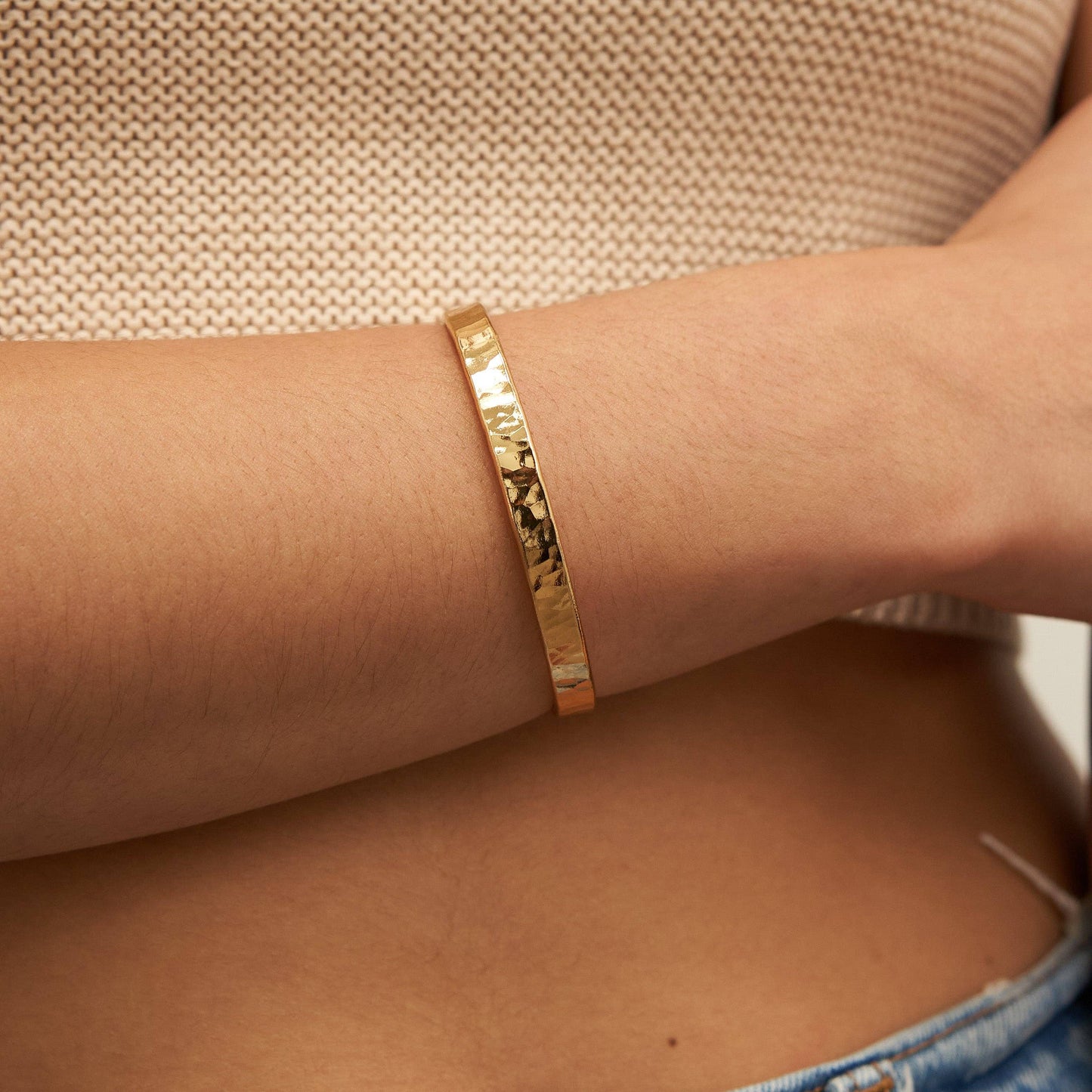 Brenda Grands Jewelry 24K Gold Hammered Bangle