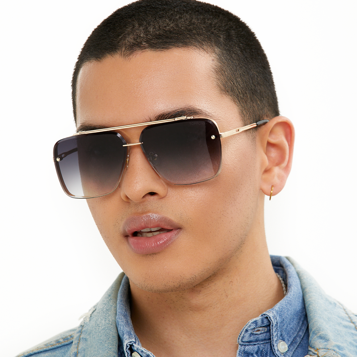 Topfoxx Bella Tangle Free Aviator Sunglasses - Midnight Gold