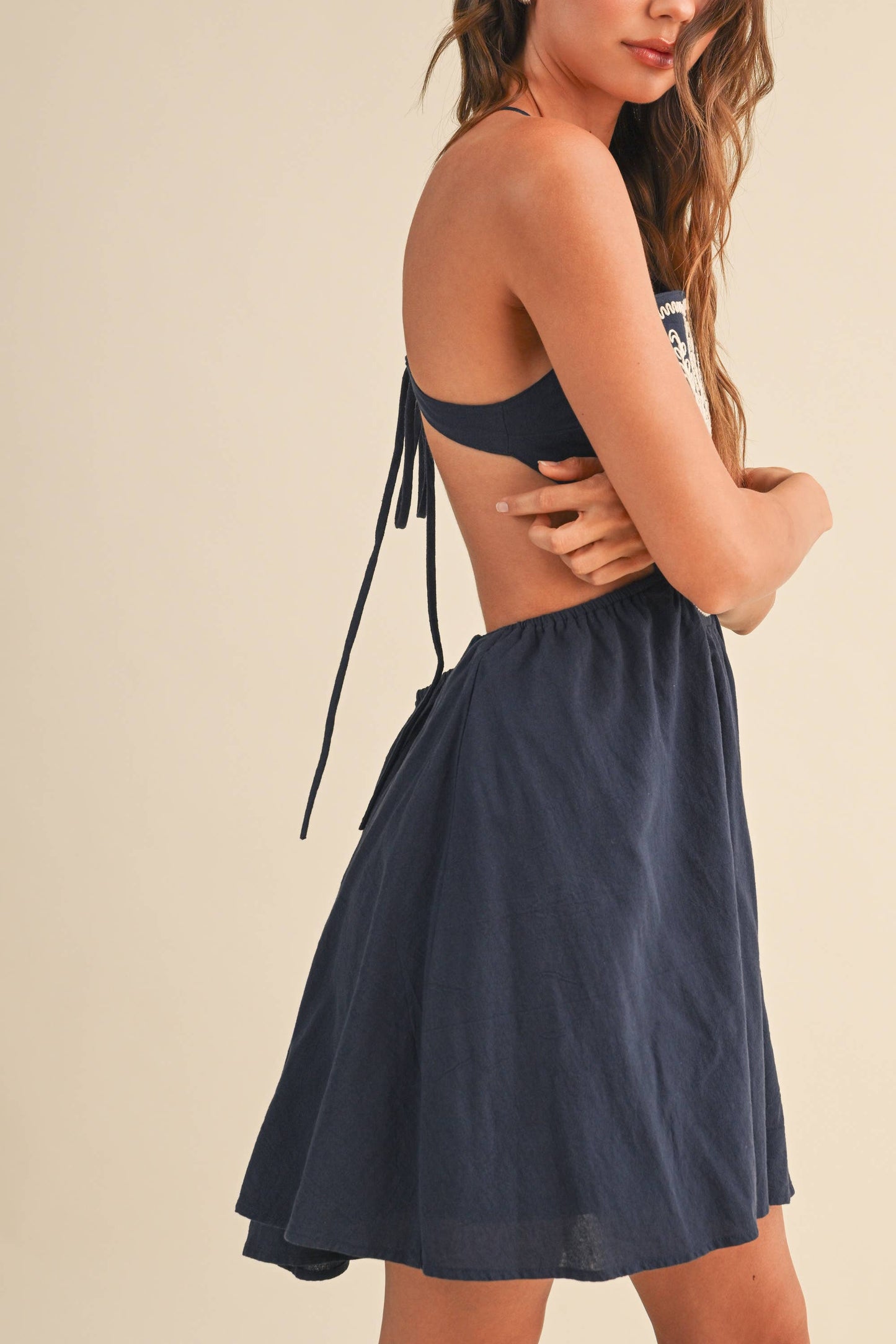 Klesis Scallop Aplique Mini Dress