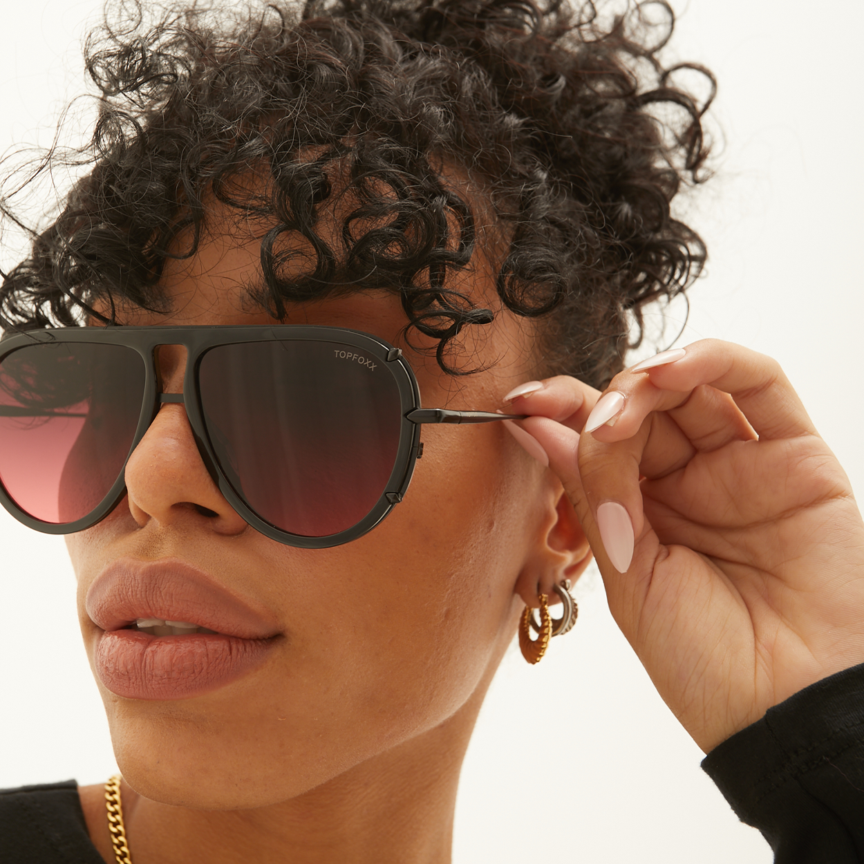 Topfoxx Ivy Luxe Tangle-Free Aviator Sunglasses - Ruby