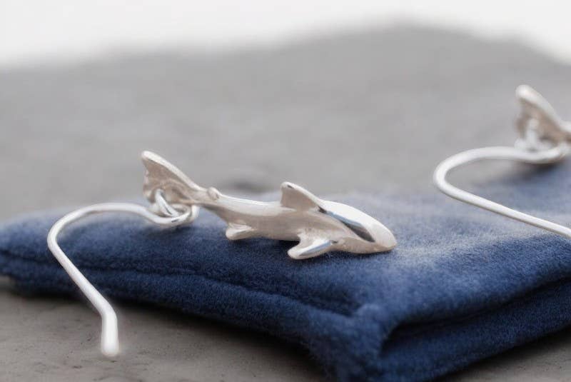 Big Blue Shark Drop Earrings