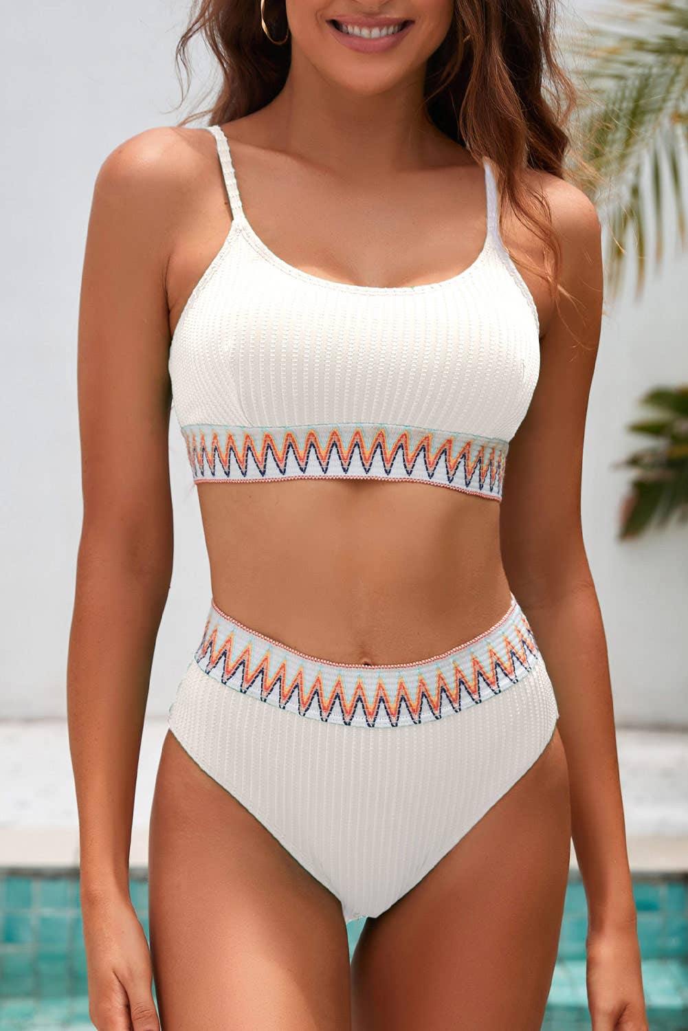 1 the Woman Contrast Banded High Waist Bikini Bottom