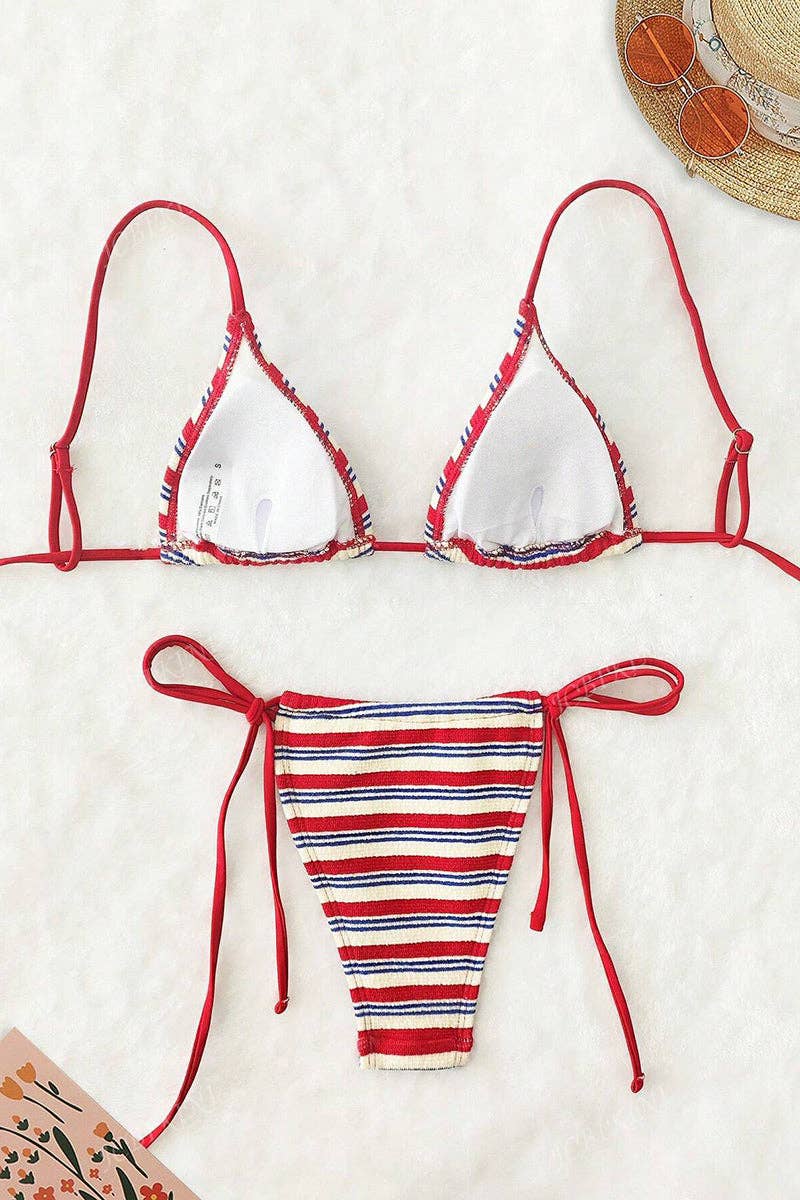 Mccolin Striped Bikini Top