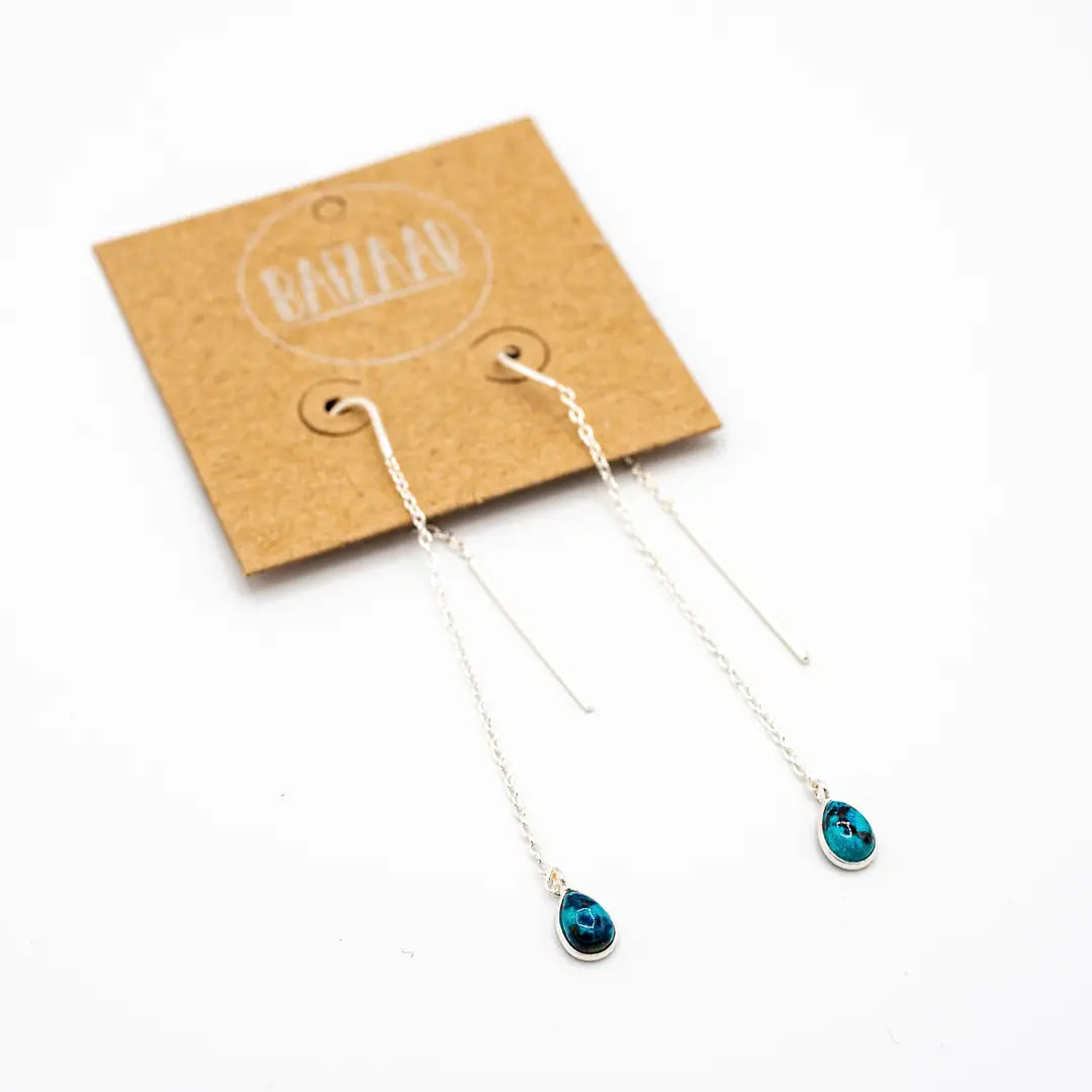 Baizaar Threader Earrings- Turquoise