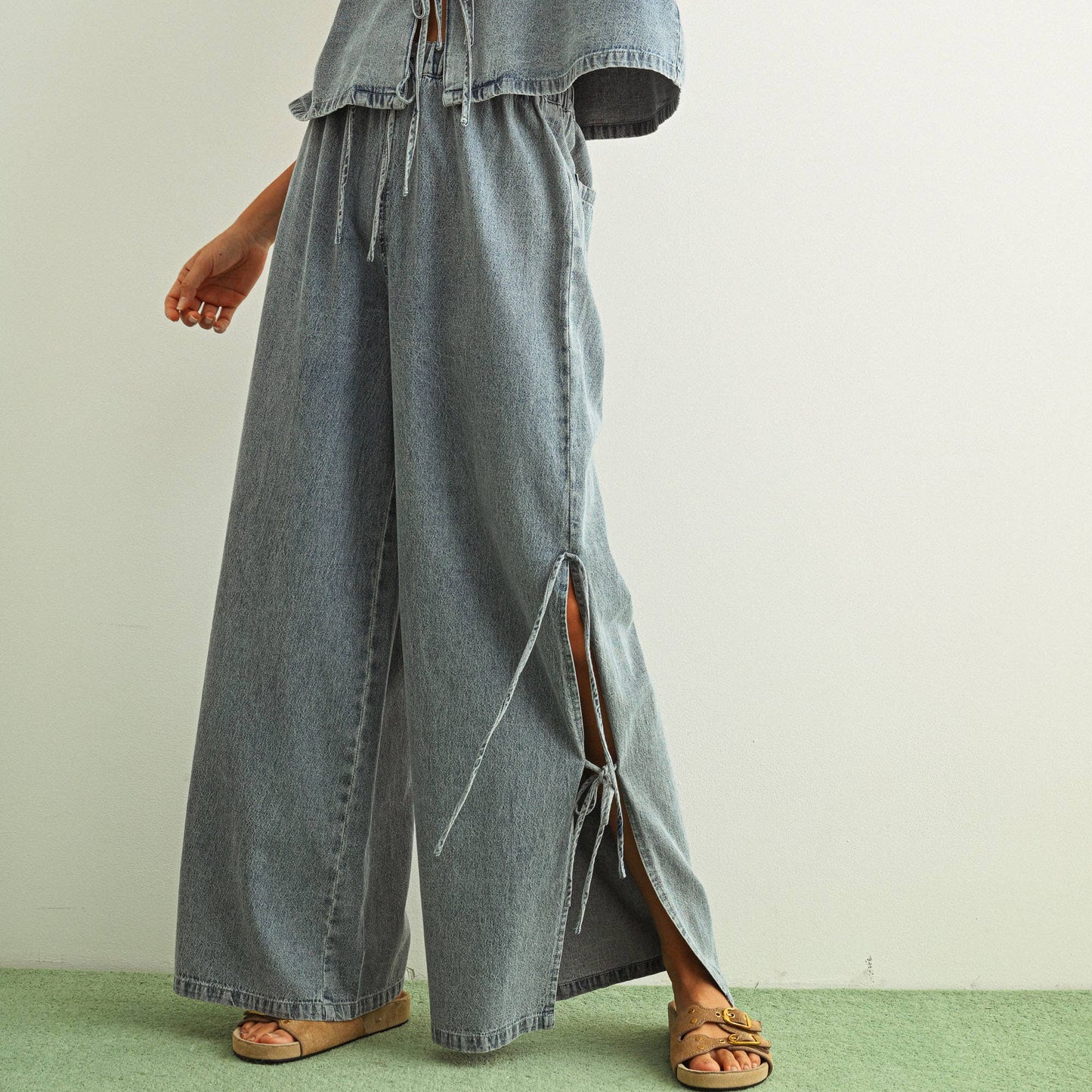 MIOU MUSE DENIM TIED SIDE PANTS