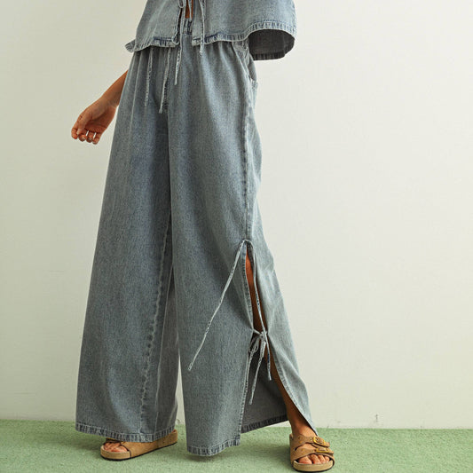 MIOU MUSE DENIM TIED SIDE PANTS