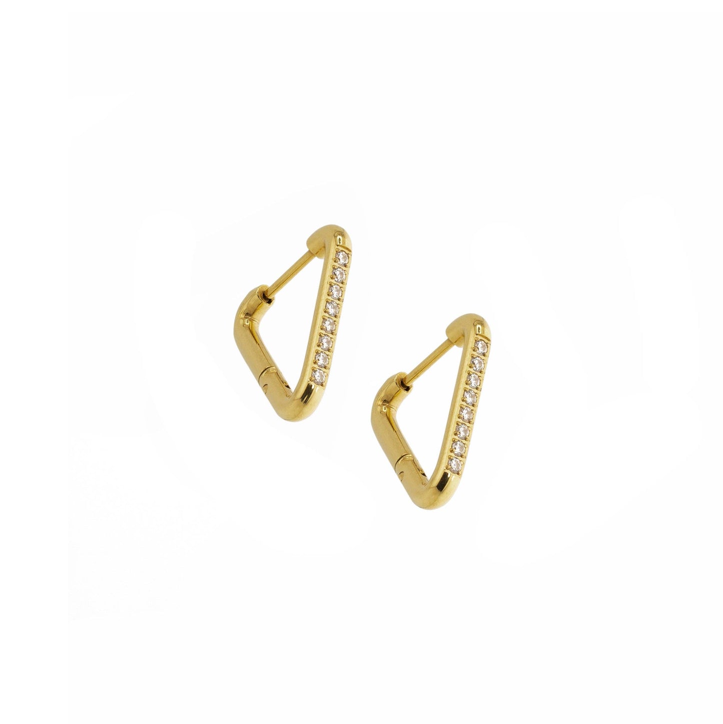 Brenda Grands Jewelry Waterproof Gold Triangle Diamond Hoops