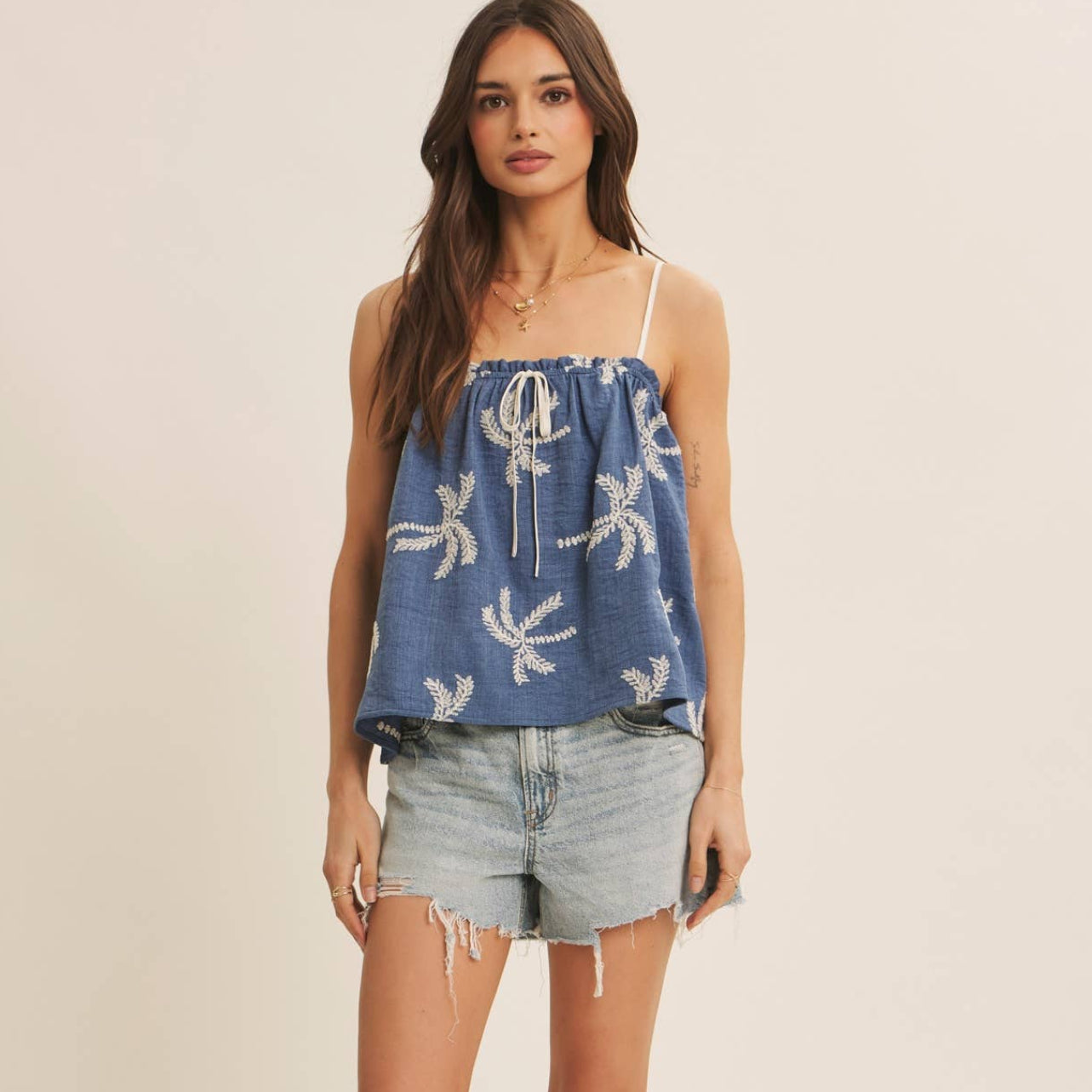 In February Feel Fresh Palm Embroidered Cami