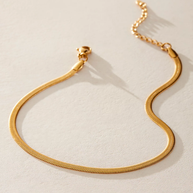 Brenda Grands Jewelry Waterproof Gold Herringbone Anklet