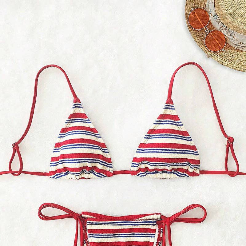Mccolin Striped Bikini Top