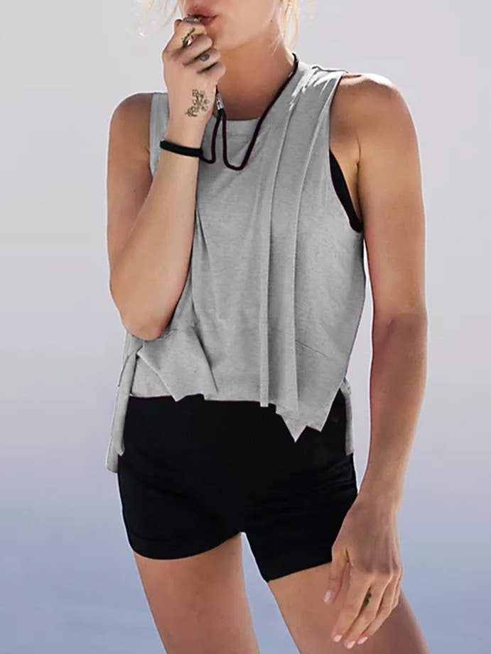 Rosa Clothing Arcade Hem Side Slits Crew Neck