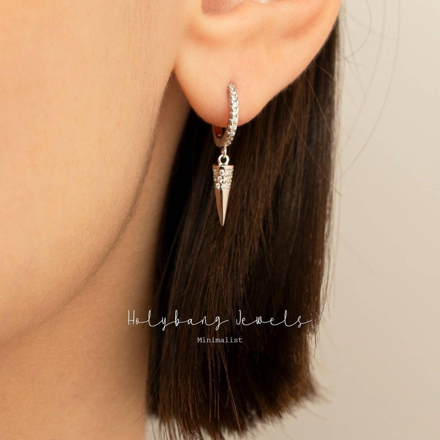 HolyBang Jewels Spike Dangle Hoop Earring - Gold