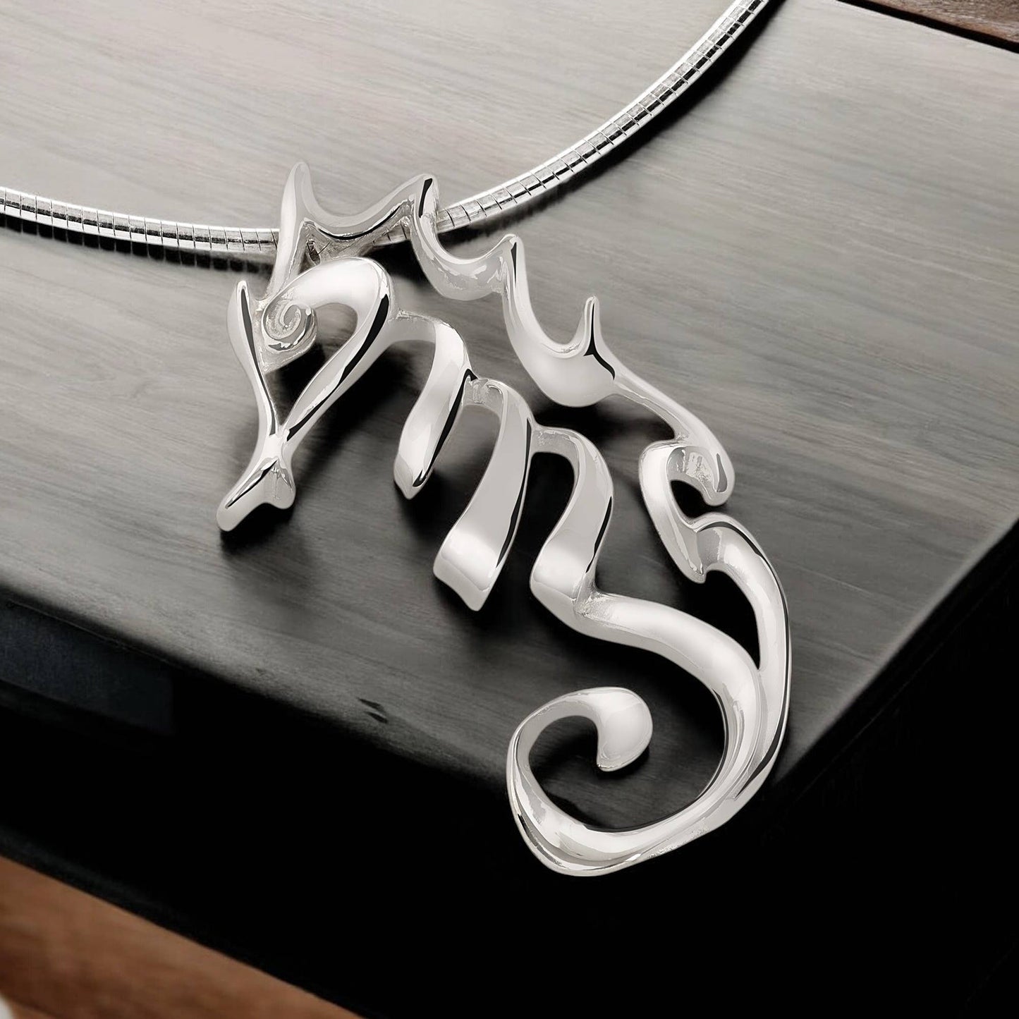 Big Blue Sea Horse Necklace