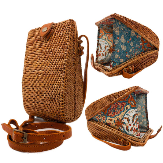 Ganapati Bali Rattan Envelope Crossbody Bag