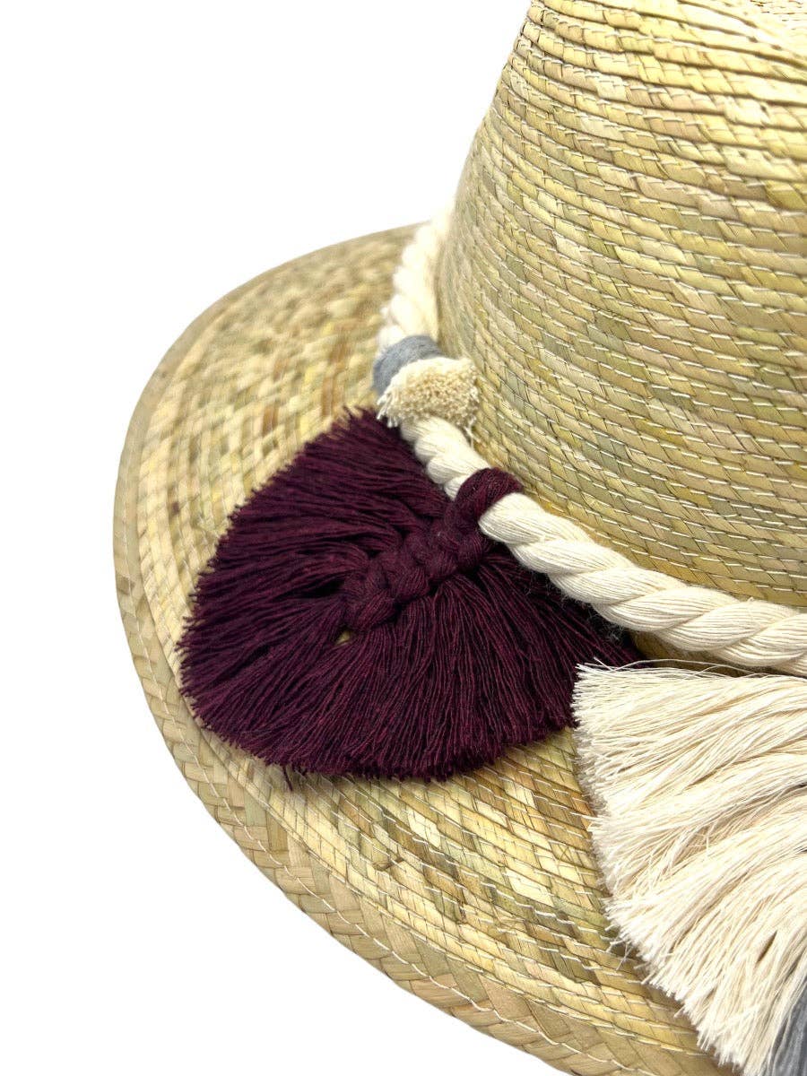 Chisme Indiana Palm Hat - Leaves Macrame Band