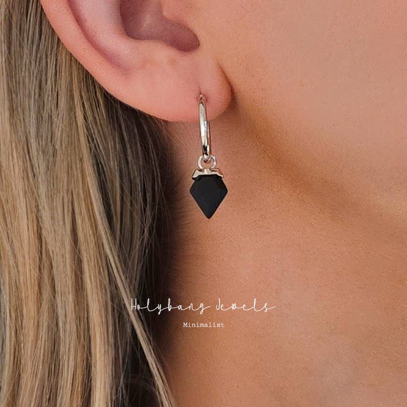 HolyBang Jewels Arrowhead Onyx Drop Earrings - Gold