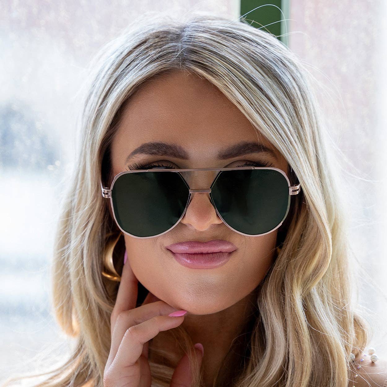 Topfoxx Untangled x Emily Tangle Free Aviator Sunglasses - Olive