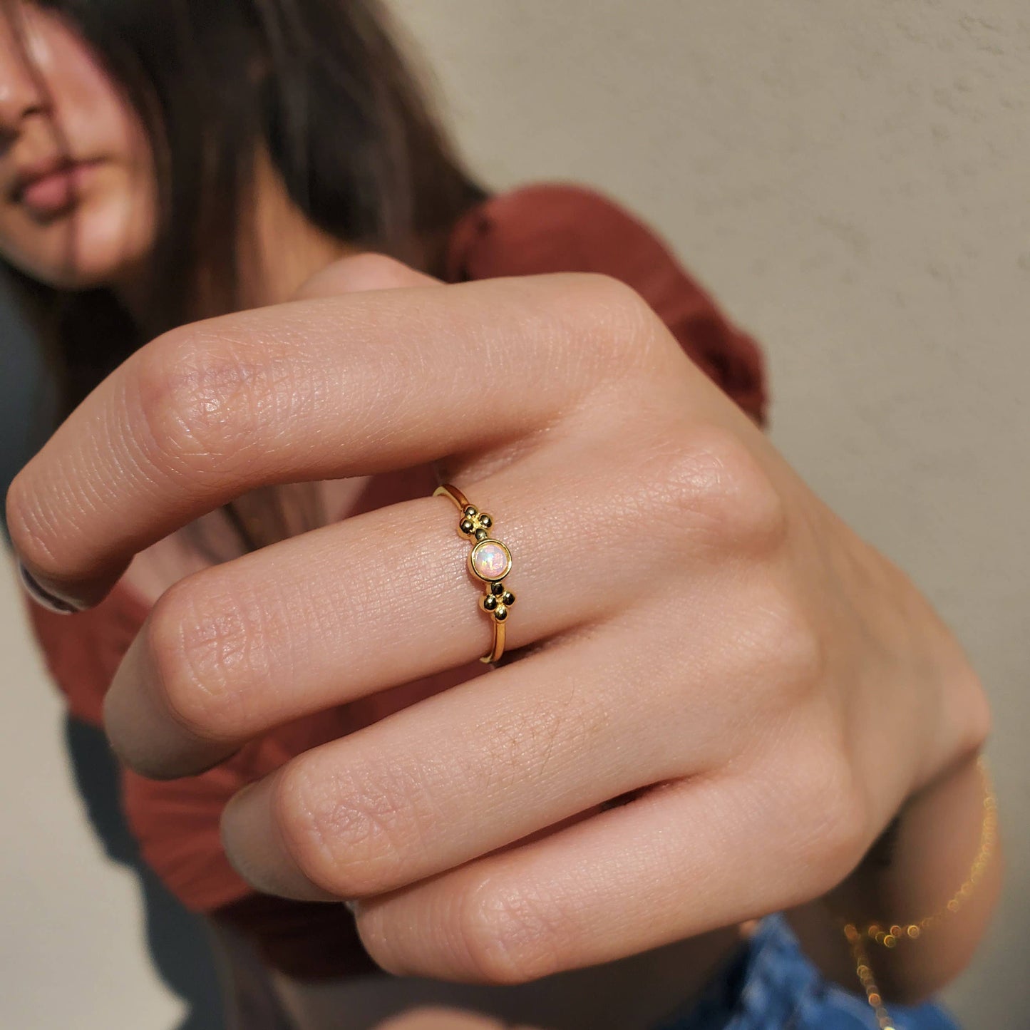 HolyBang Jewels Boho Opal Bead Ring