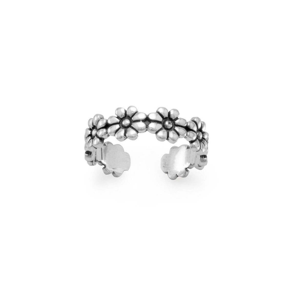 Silver Stars Flower Toe Ring