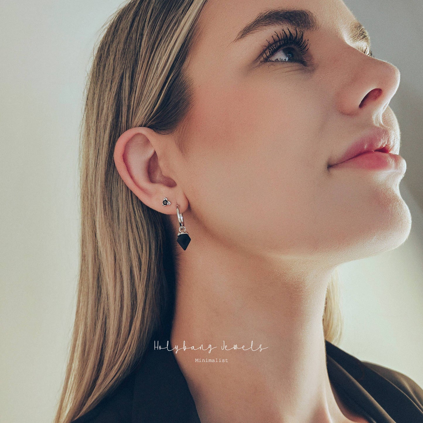 HolyBang Jewels Arrowhead Onyx Drop Earrings - Gold