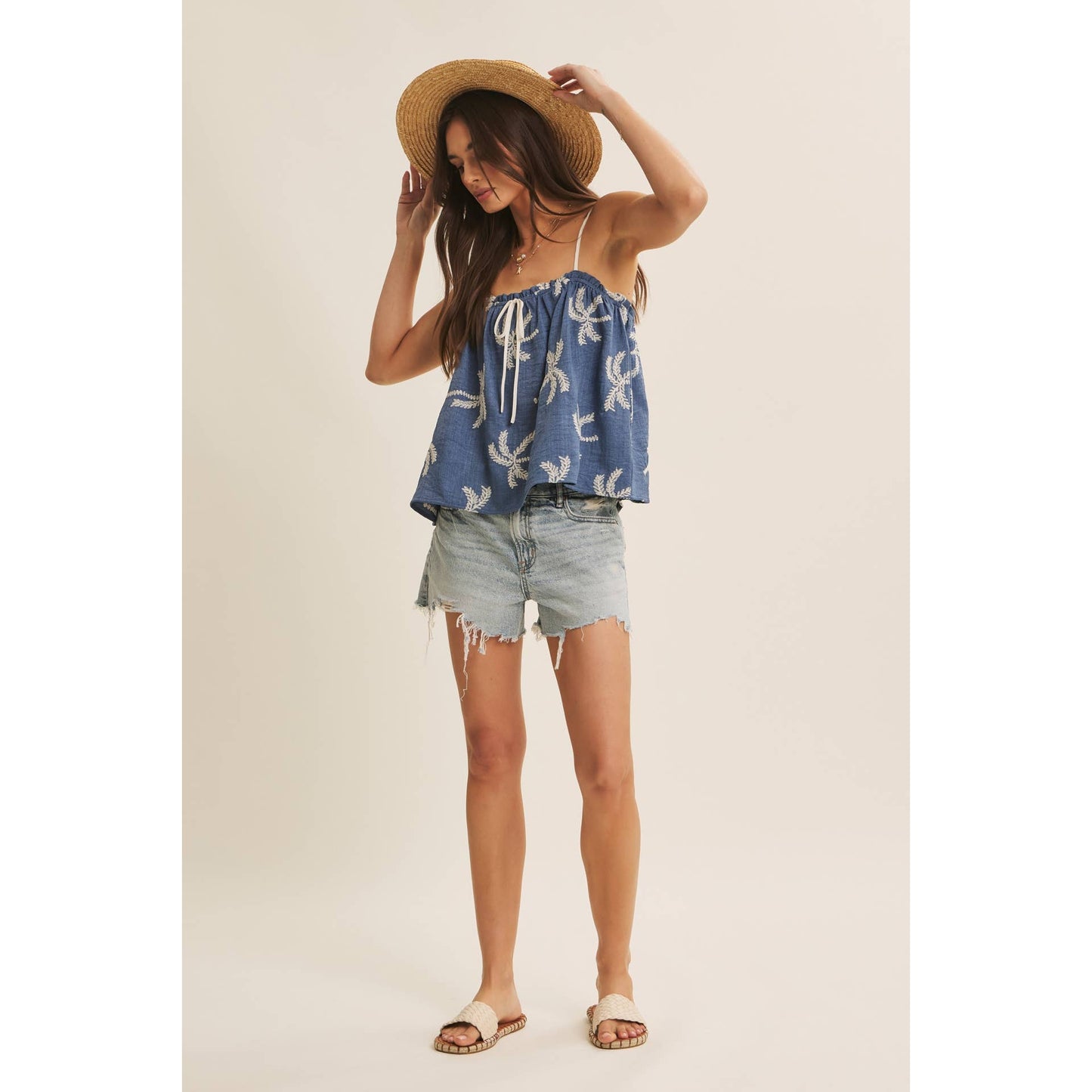 In February Feel Fresh Palm Embroidered Cami
