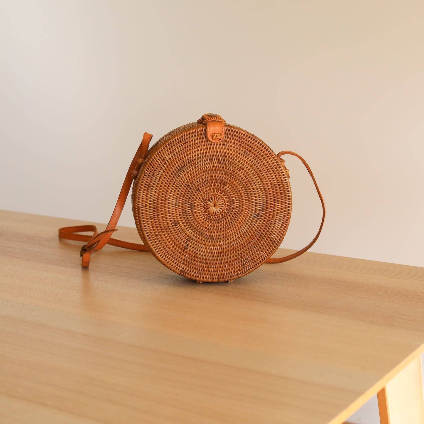 Ganapati Bali Round Rattan Crossbody Bag