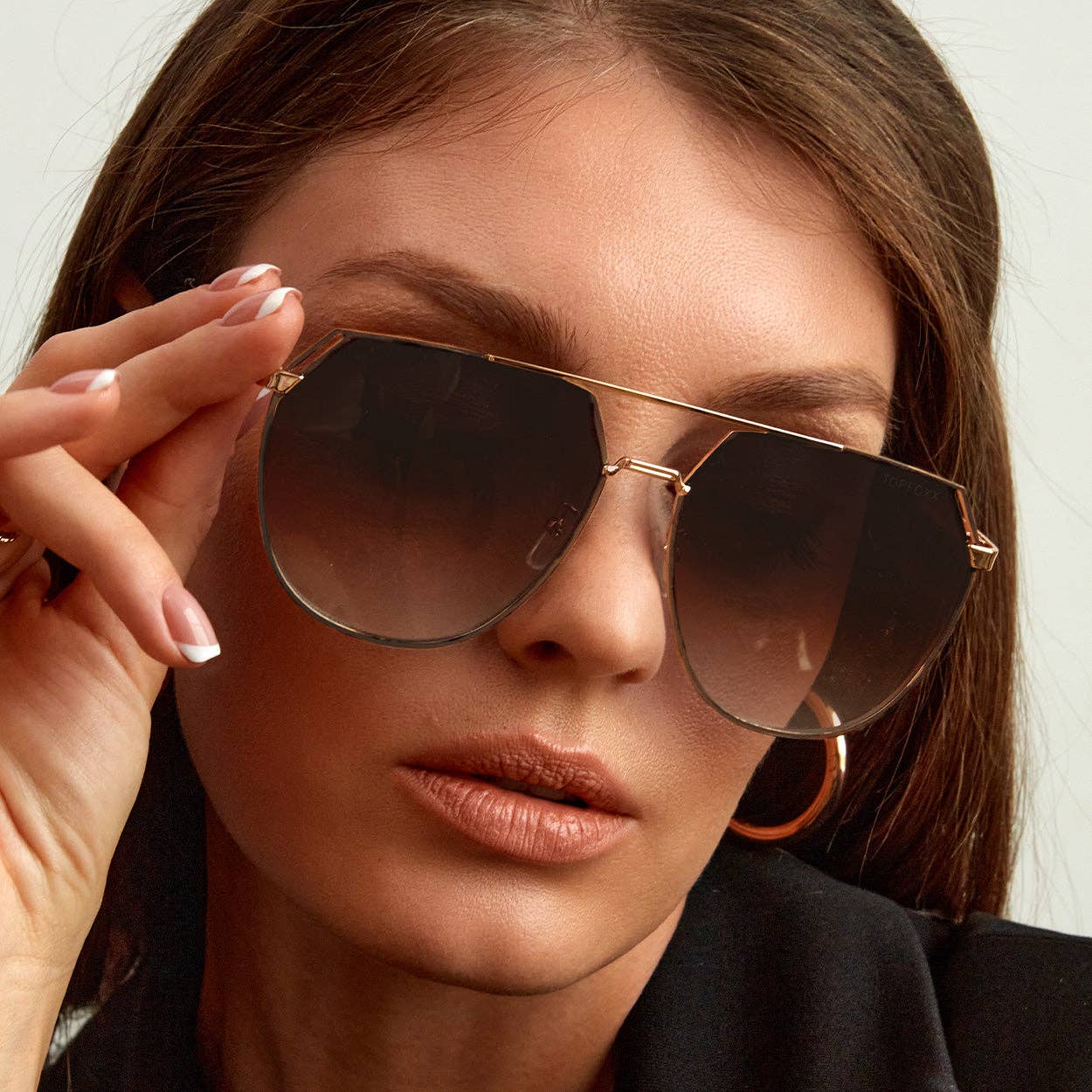 TOPFOXX Farrah Tangle Free Aviator Sunglasses - Brown