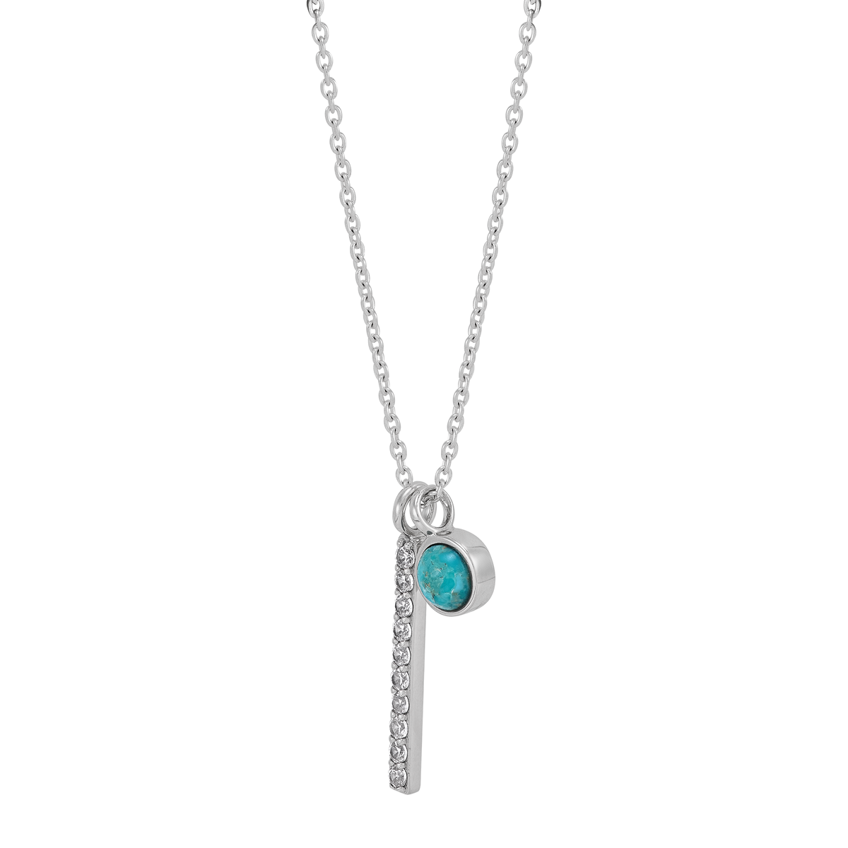 Silpada - Silpada 'Side Note' Silver Cubic Zirconia Turquoise Necklace