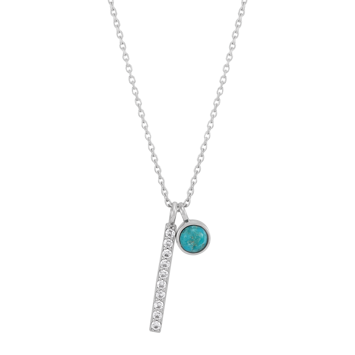Silpada - Silpada 'Side Note' Silver Cubic Zirconia Turquoise Necklace