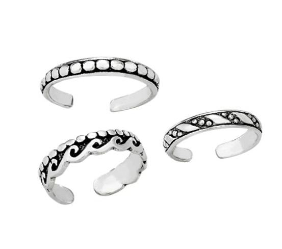 Tiger Mountain Jewelry Sterling Silver Toe Ring - Dot/Stripe