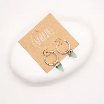 Baizaar Huggie Hoop with Triangle Stone Drop